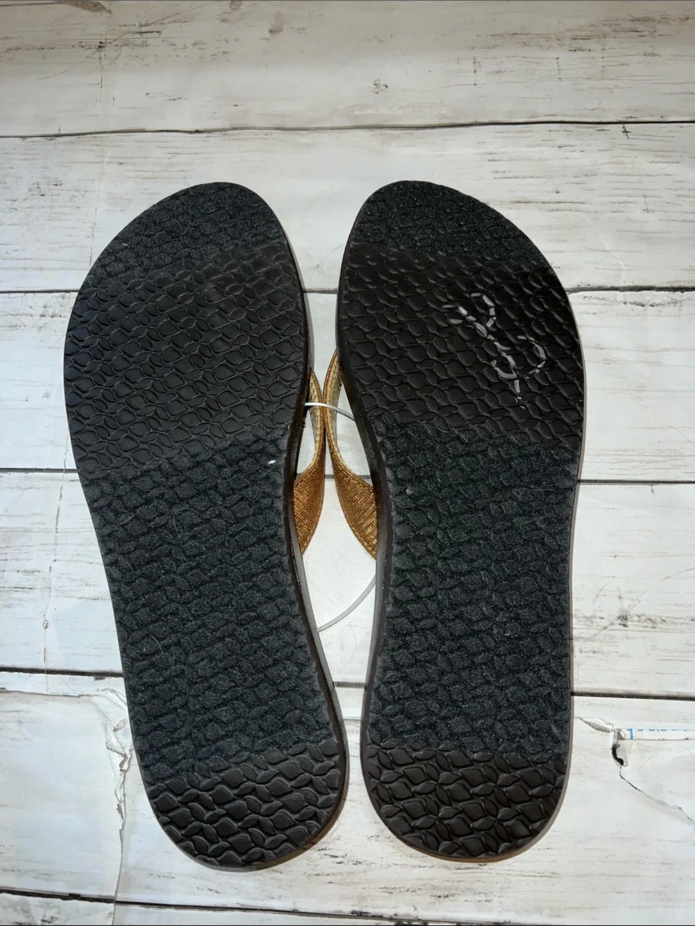 Reef Metallic Bronze Strap Brown Footbed Flip Flops Size 10
